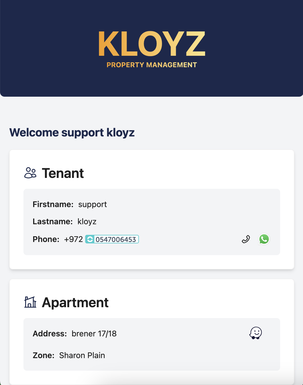 תכונות Kloyz — מעקב ולוח בקרה